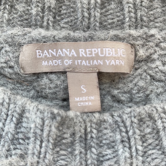 size S Banana Republic Aran style cable knit grey merino/alpaca/acrylic - Picture 4 of 11